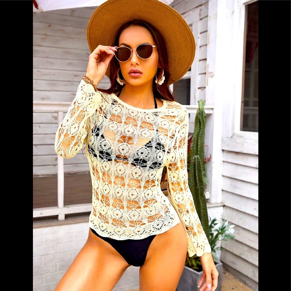 Crocheted cutout coverup